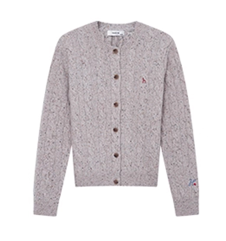 Hazzys哈吉斯针织衫女时尚彩点绞花保暖针织开衫外套