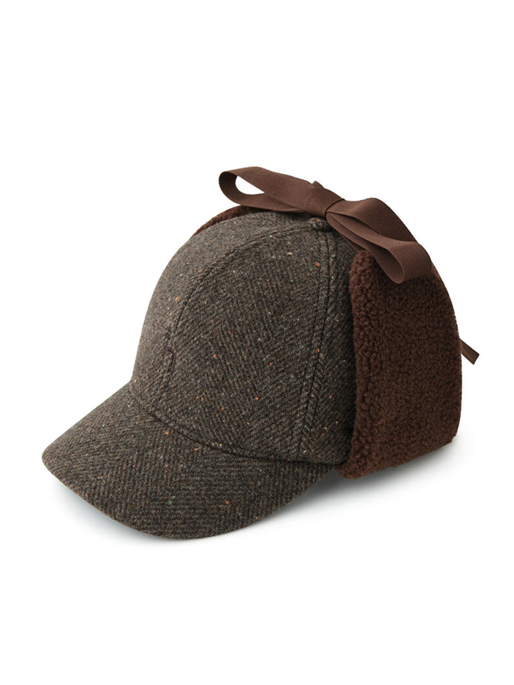 2025秋季新款女士潮流撞色羊毛鸭舌帽女AAAS1CCC010 深棕色DB 均码