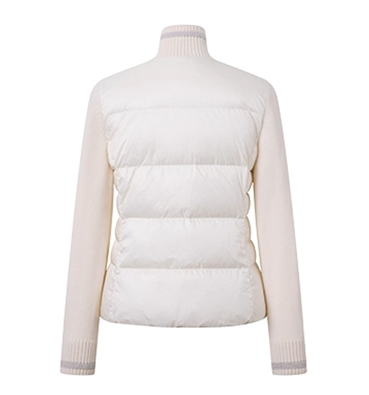 Hazzys哈吉斯羽绒服女秋冬休闲通勤保暖立领鹅绒轻薄毛织拼接外套