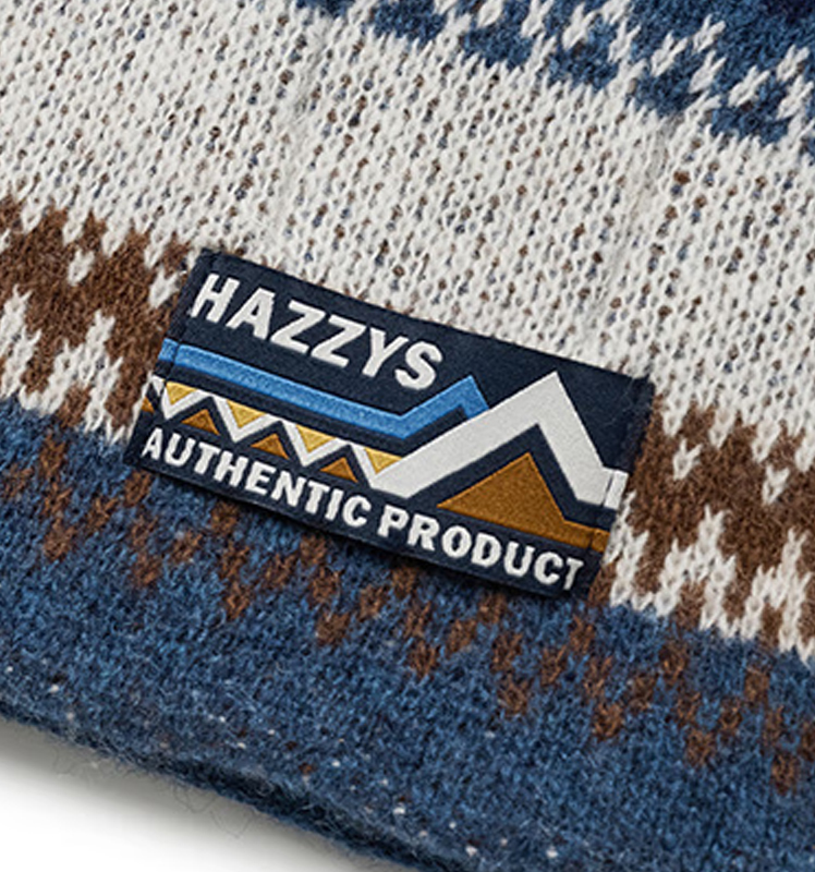 2025秋季新款菲尔岛图案撞色提花针织羊毛围巾男AAOZ1MCD044 墨水蓝IL 均码