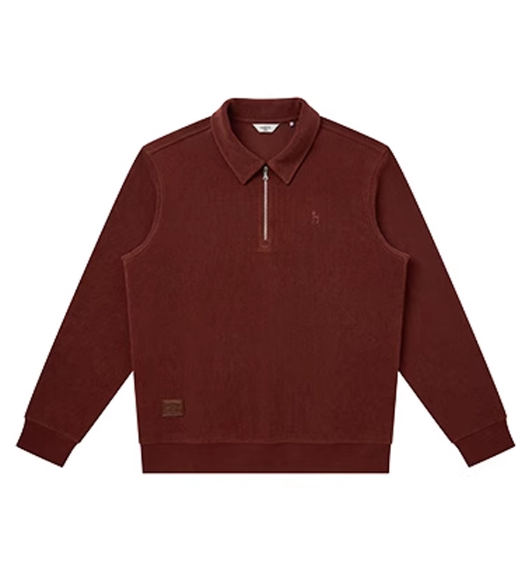 HAZZYS哈吉斯2025秋季新品男翻领拉链半开襟卫衣上衣