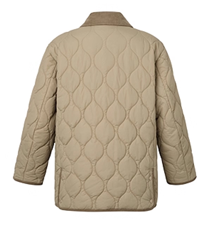 Hazzys哈吉斯宽松棉服女时尚休闲通勤灯芯绒翻领外套